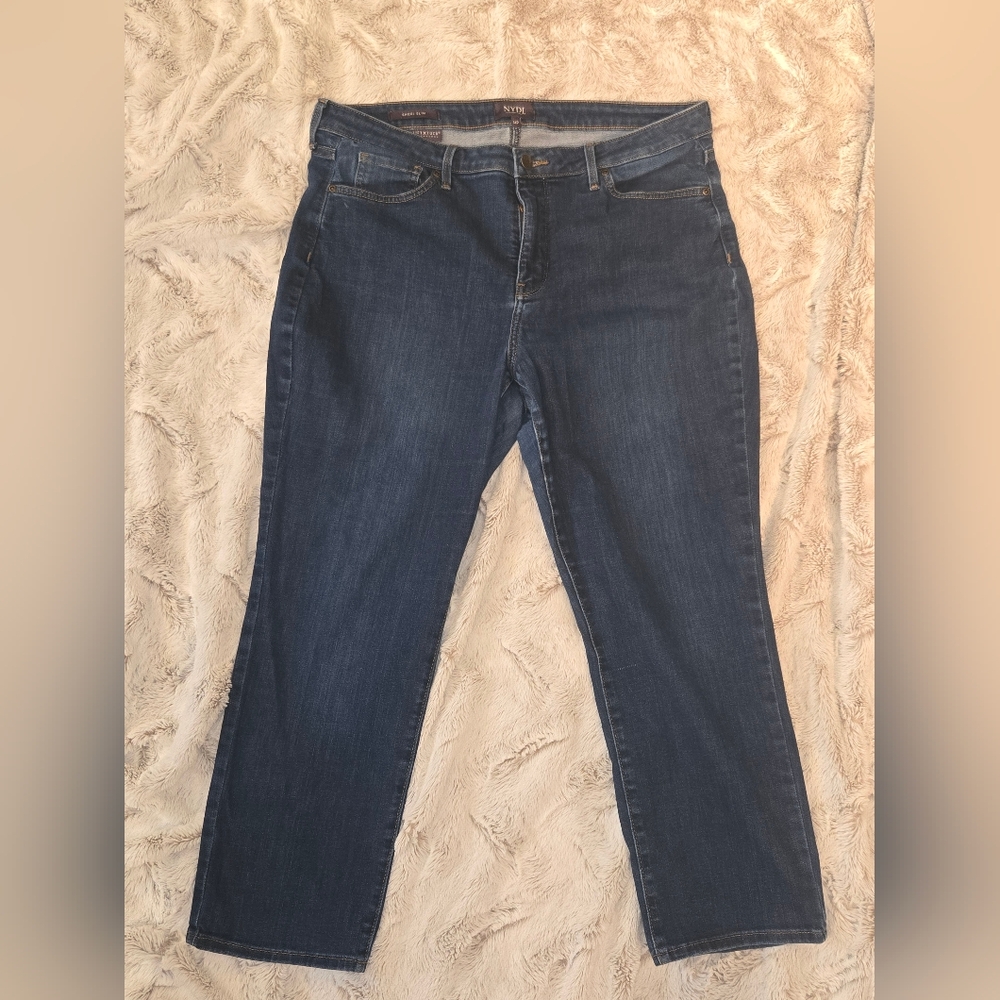 NYDJ Sheri Slim Leg Lift Tuck [Size 14P] Straight Dark Stretch Petite Snatch